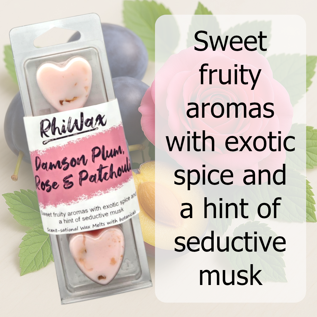 Damson Plum, Rose & Patchouli Wax Melts with Botanicals