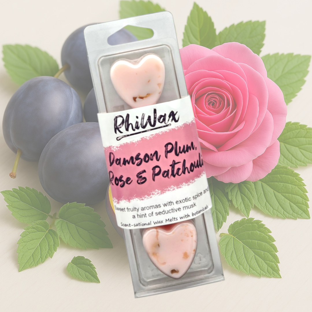 Damson Plum, Rose & Patchouli Wax Melts with Botanicals