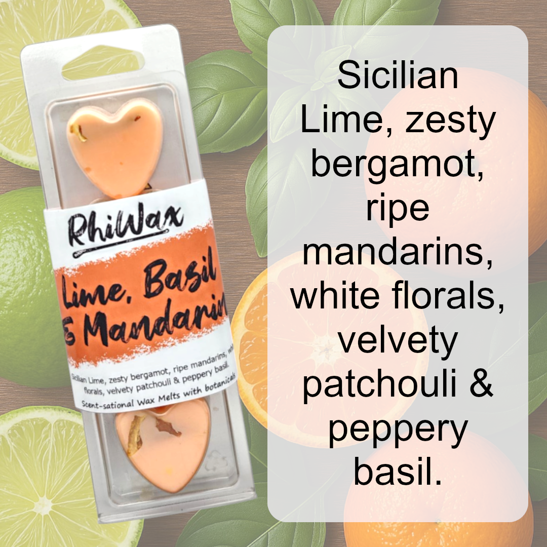 Lime, Basil & Mandarin Wax Melts with Botanicals