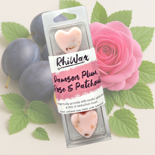 Damson Plum, Rose & Patchouli Wax Melts with Botanicals
